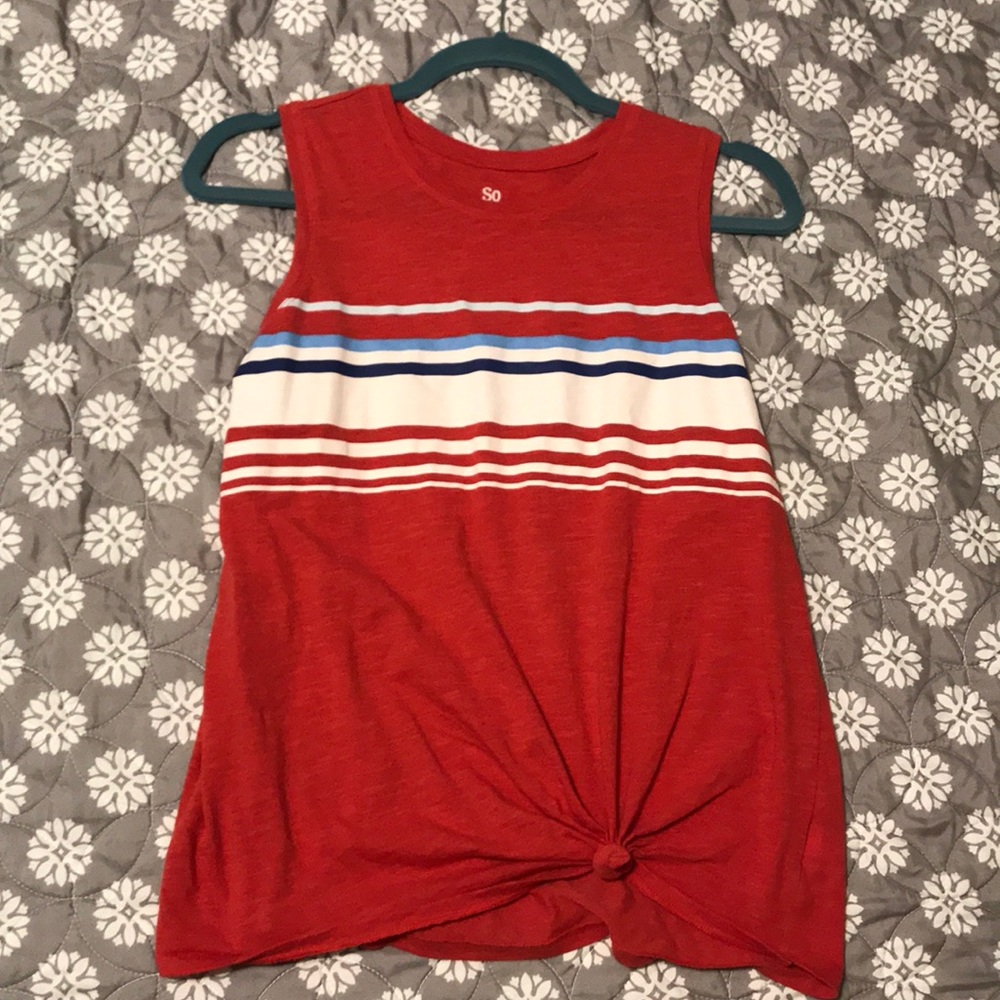 Red, White, and Blue Front Knot Tank